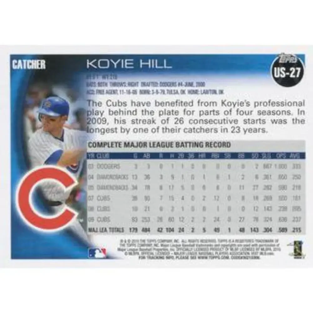 2010 Topps Update Koyie Hill US-27 Chicago Cubs